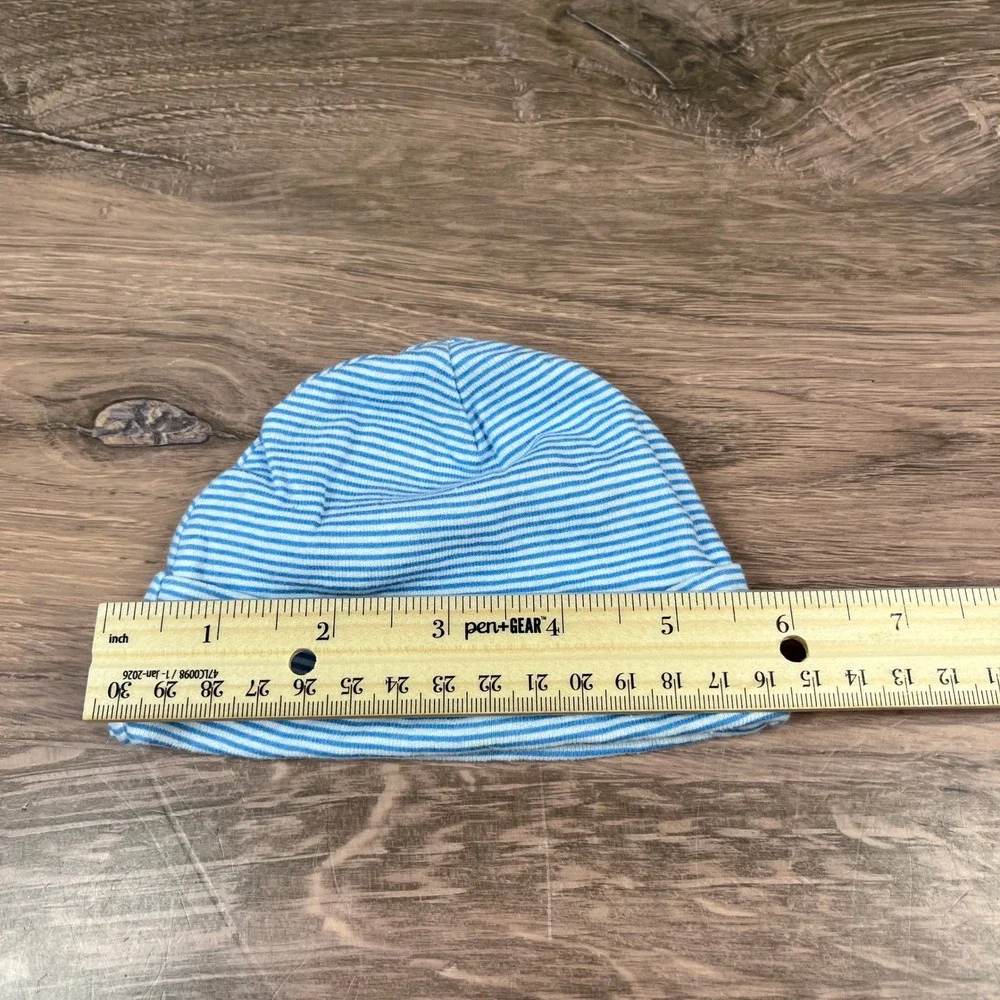Gerber Beanie Hat Set Baby 0-6 Months Blue Striped Cotton Cute 3 Pack